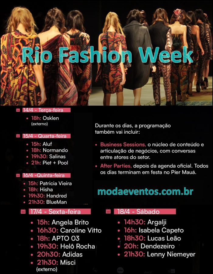. Feiras de Moda . Semanas de Moda no Brasil . Rio Fashion Week 2026